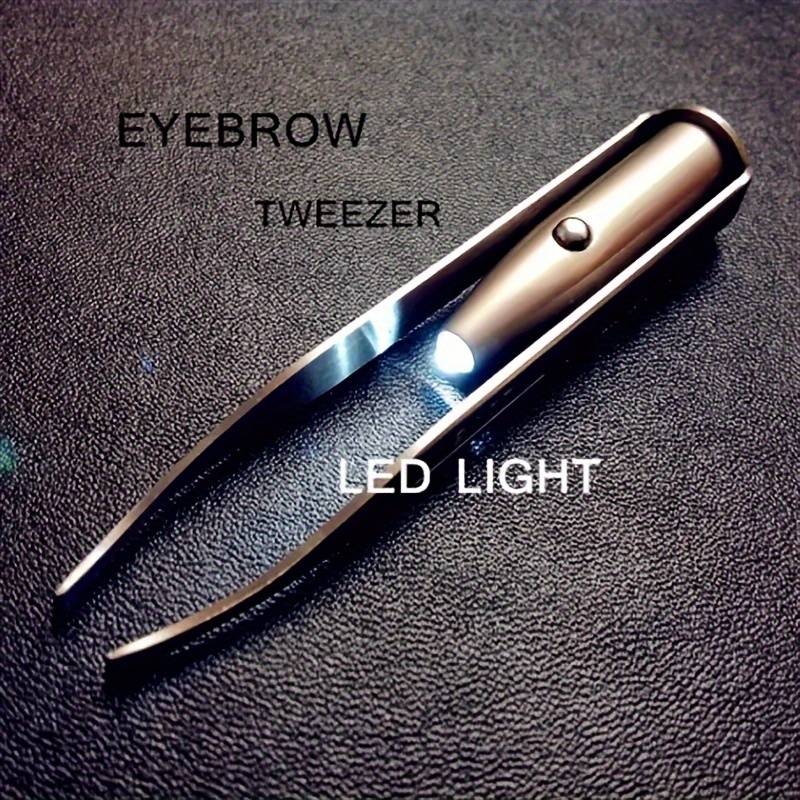 LED Light Eyebrow Tweezer – Precision Stainless Steel Hair Removal Tool